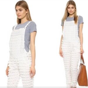 Scotch & Soda White Cotton Pom Pom Overalls NWT size Medium